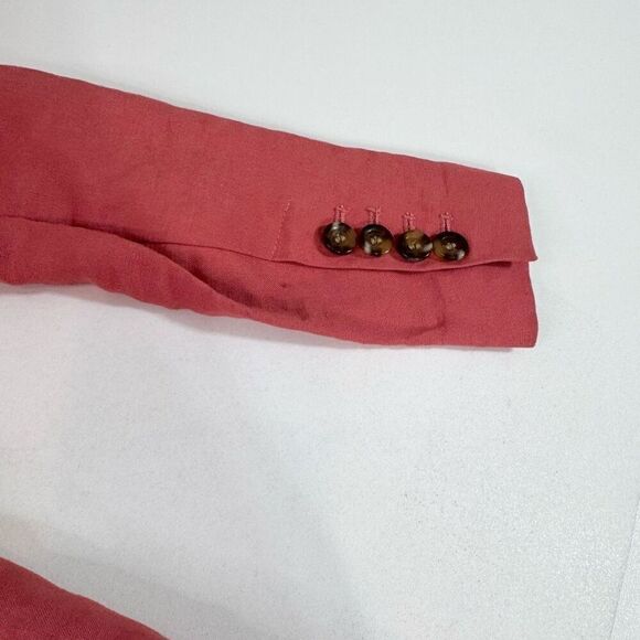 LOFT Jacket Blazer Womens 12 Pink Double Breasted Linen Blend  Career Preppy - Picture 4 of 8